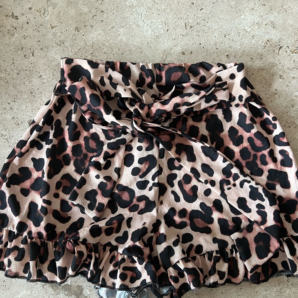 Boohoo Animal Print Shorts with Ruffle Detail